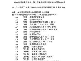 日本中央空调故障代码解析（常见故障代码及解决方法）