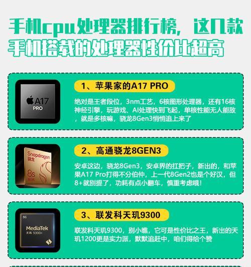 2023年手机CPU处理器排行榜是怎样的？哪个品牌处理器性能最佳？  第3张