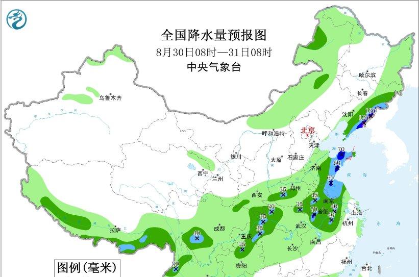 新一轮强降雨中心北抬！8月31日天气预报，大雨暴雨分布如下  第2张
